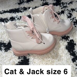 Cat & Jack Kids Pink Lace Cream Boots